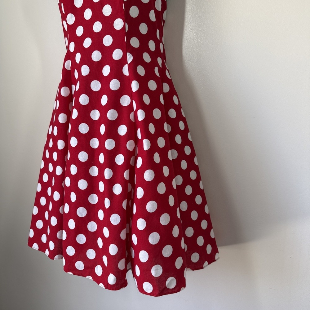 Vintage Steppin Out Rockabilly Dress Red Polka Dot Halter Sundress Size 3 USA - Picture 3 of 10